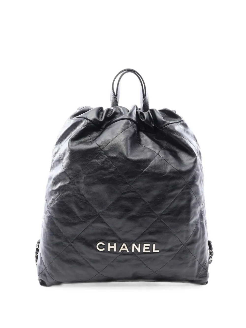 Pre-owned Chanel 22 Quilted Leather Backpack In Black