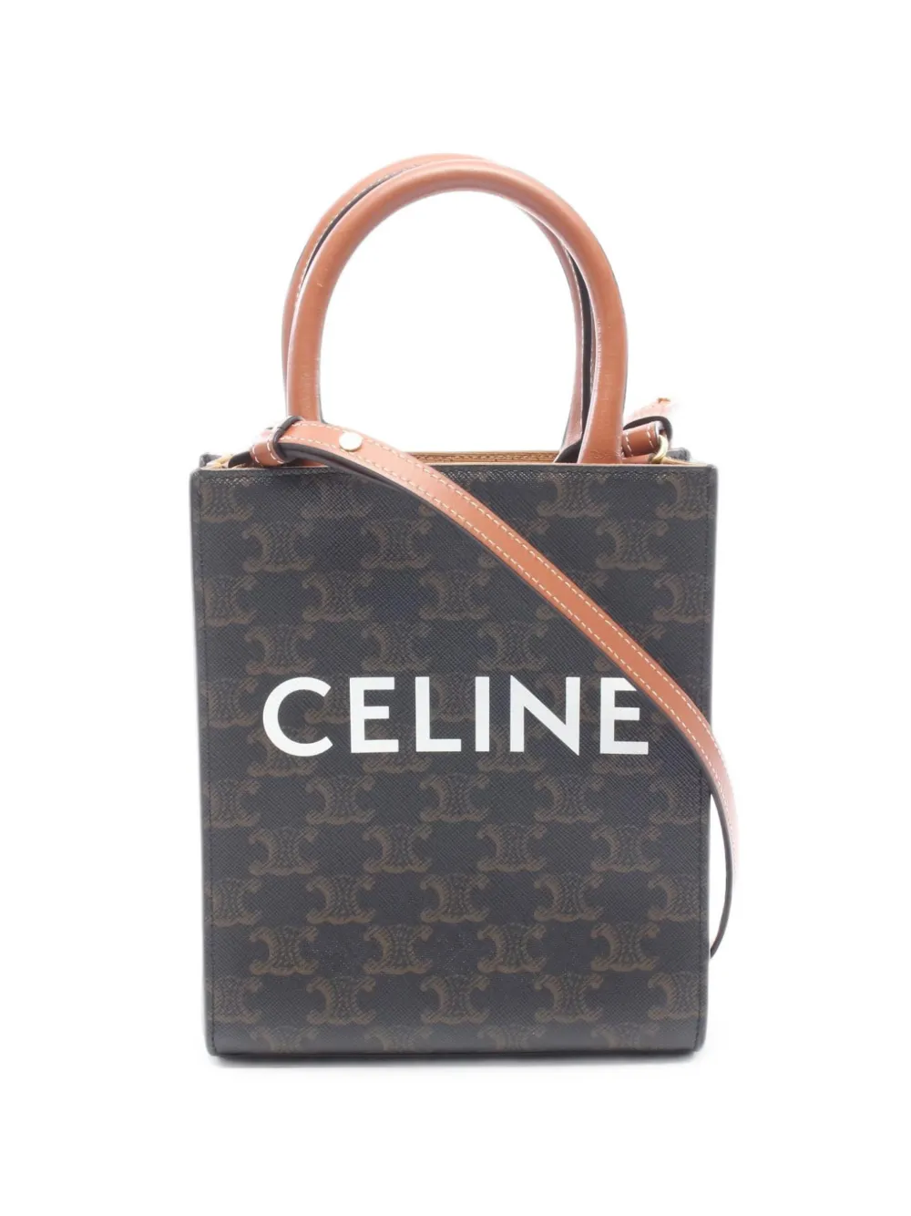 Pre-owned Celine 2010s Triomphe Logo-print Tote Bag In Black