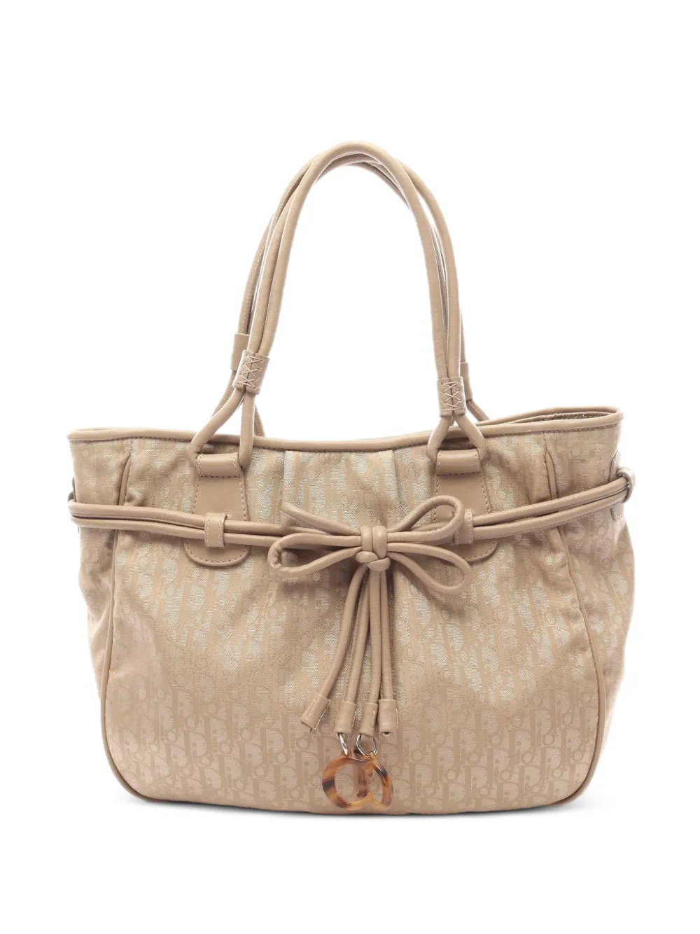 Christian Dior Pre-Owned 2000s Trotter bow-detail tote bag - Nude
