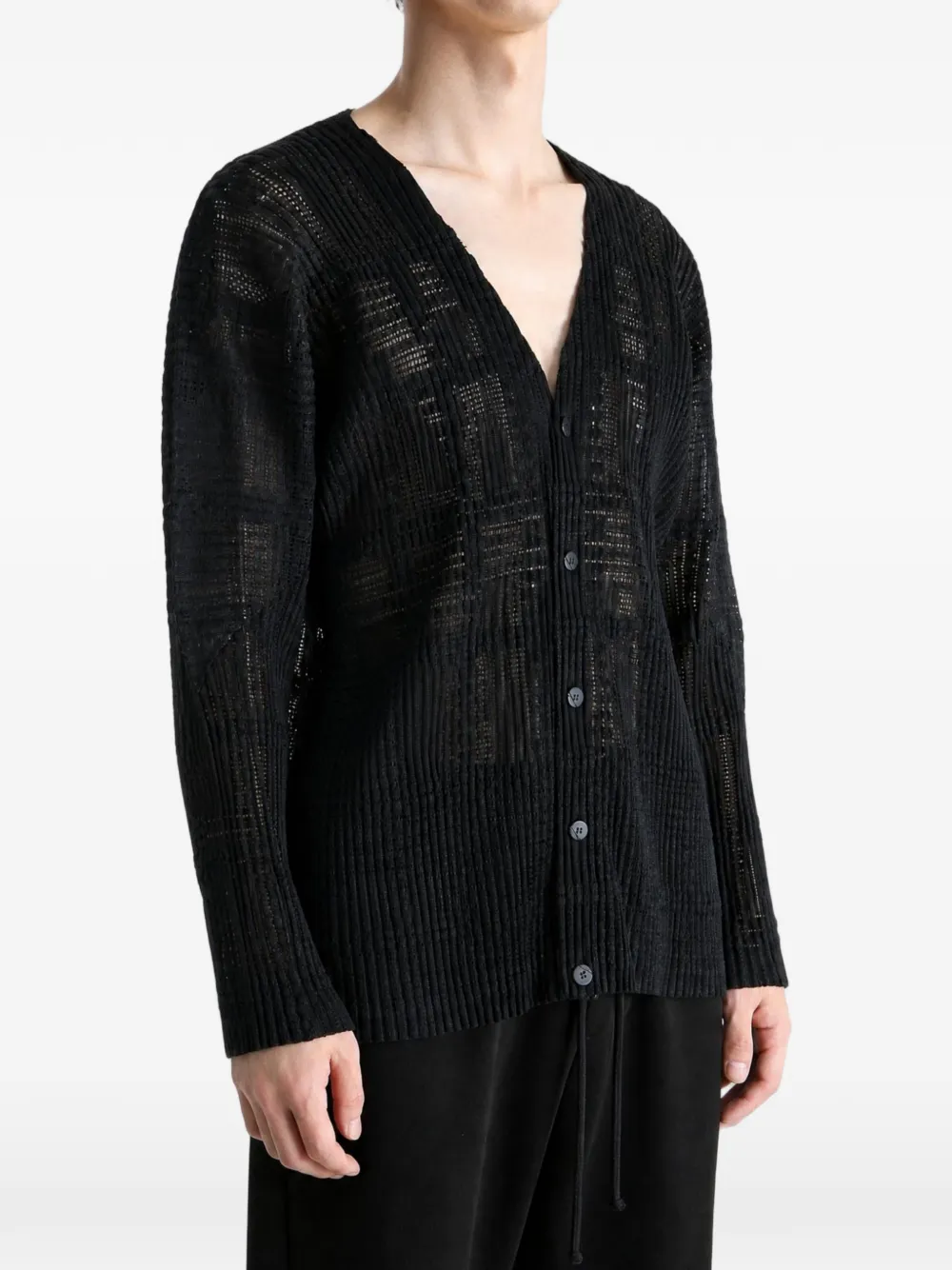 Homme Plissé Issey Miyake Semi-doorzichtig geplooid overhemd Zwart