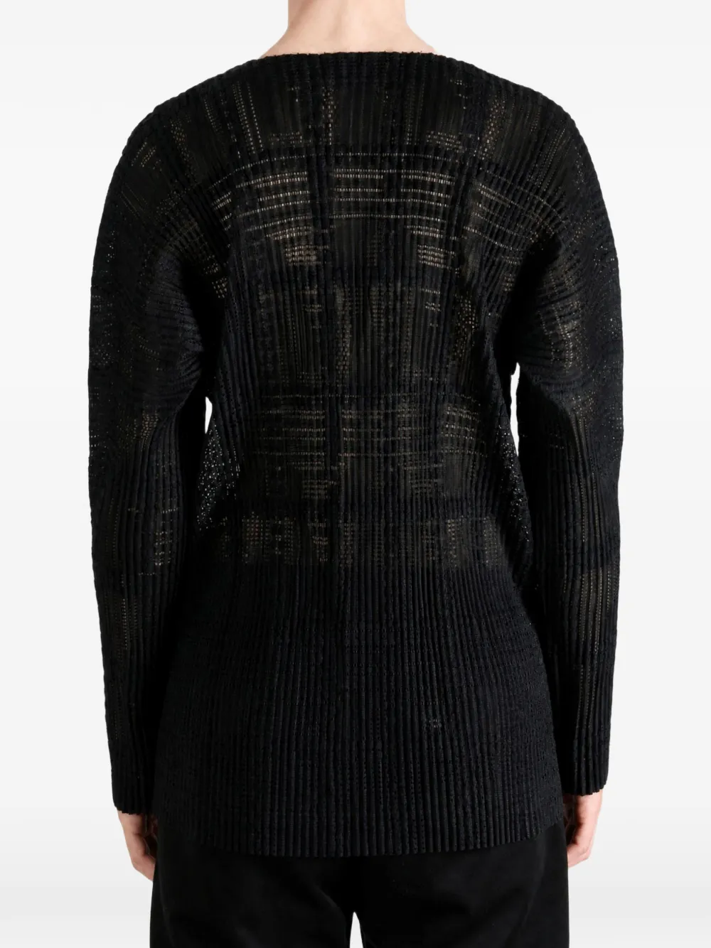 Homme Plissé Issey Miyake Semi-doorzichtig geplooid overhemd Zwart
