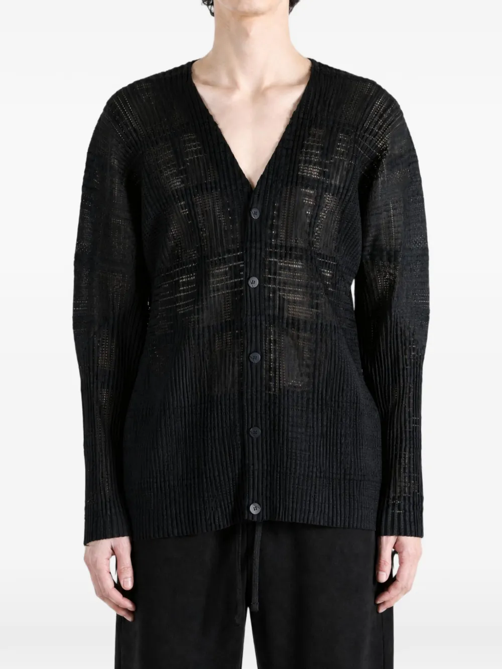 Homme Plissé Issey Miyake Semi-doorzichtig geplooid overhemd Zwart