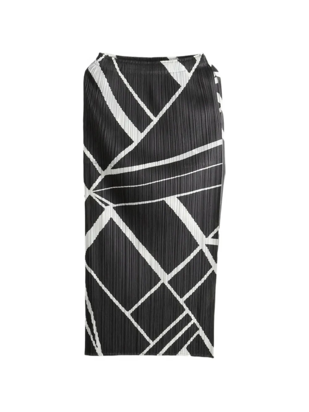 Pleats Please Issey Miyake geometric-print plissé midi skirt - Nero