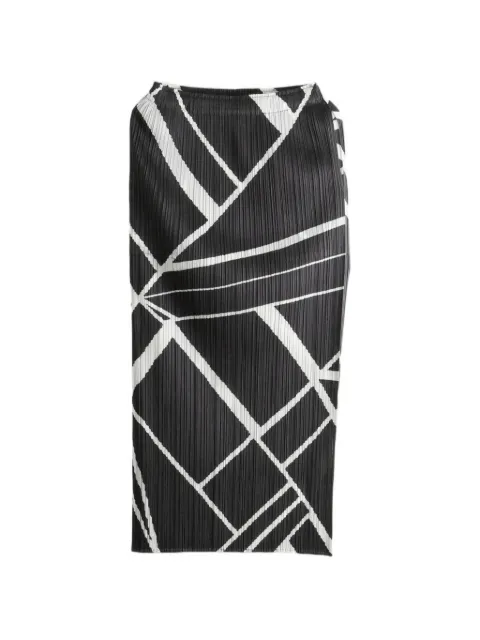 Pleats Please Issey Miyake geometric-print plissé midi skirt