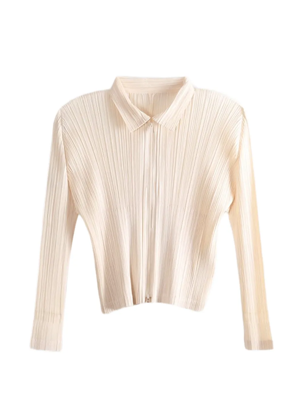 Pleats Please Issey Miyake Monthly Colours August pleated zip-up jacket - Toni neutri
