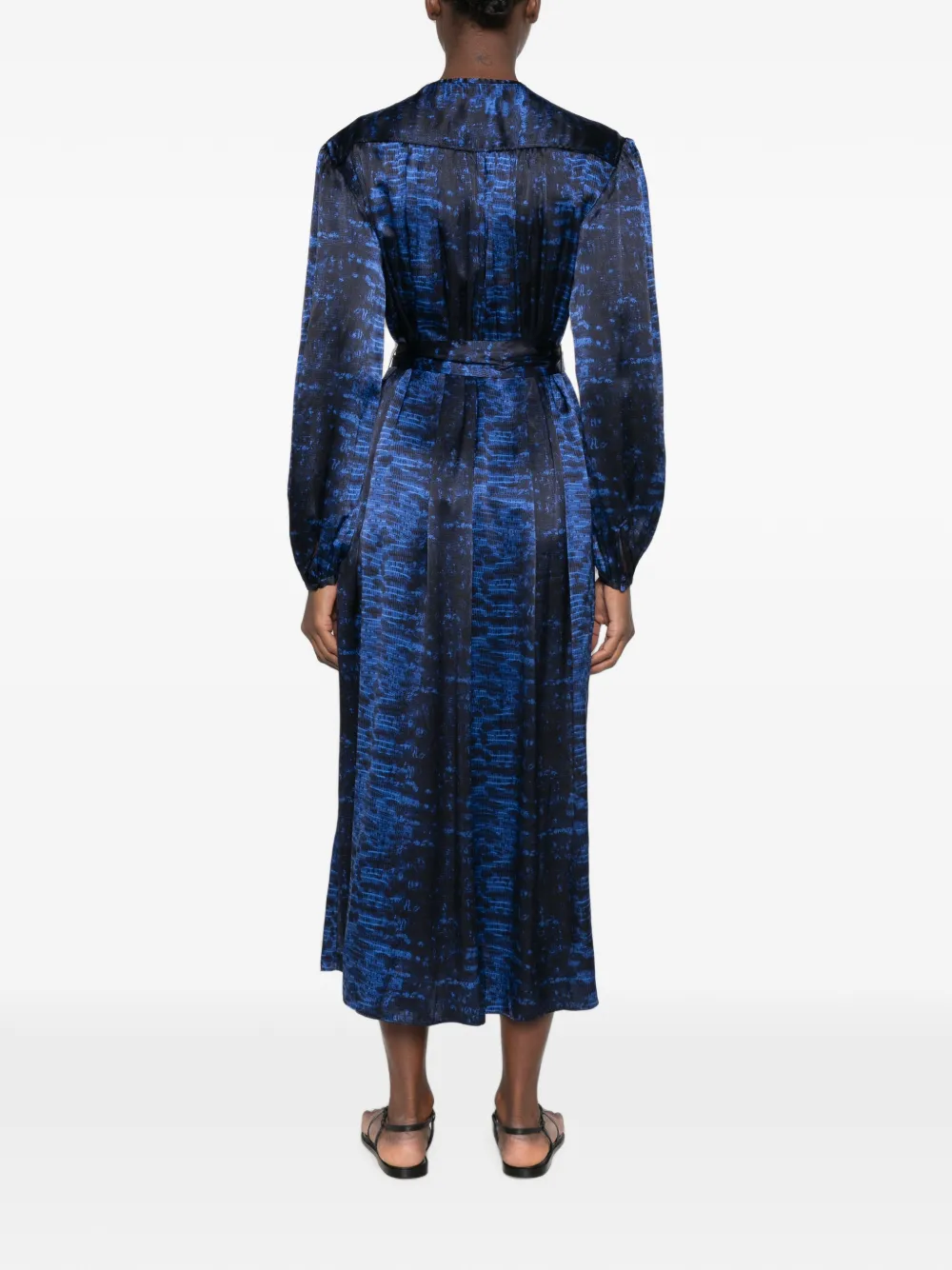 ISABEL MARANT Luada abstract-print belted midi dress Blauw