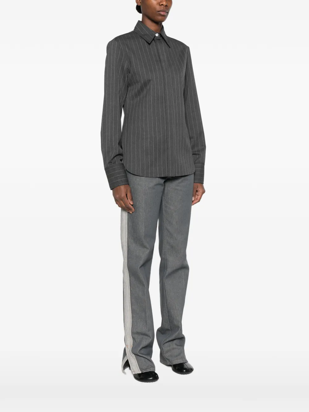 Sportmax Wollen blouse met krijtstreep Grijs