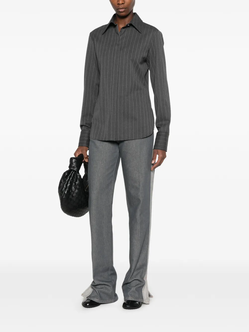 Sportmax Wollen blouse met krijtstreep Grijs