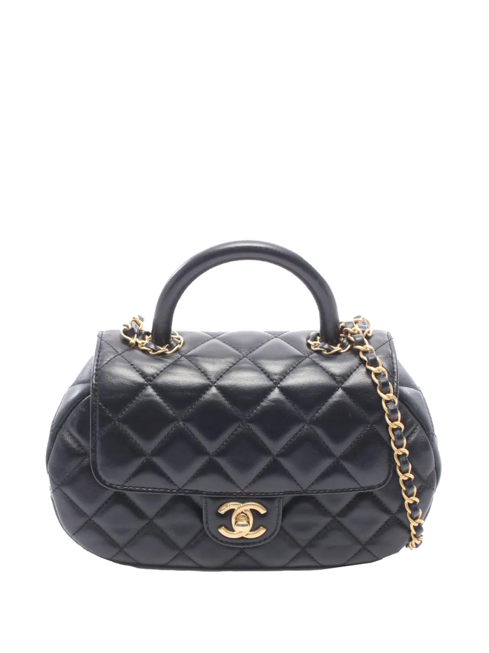 CHANEL Pre-Owned Borsa a tracolla CC in pelle di agnello trapuntata con battente 2021-2026 - Nero