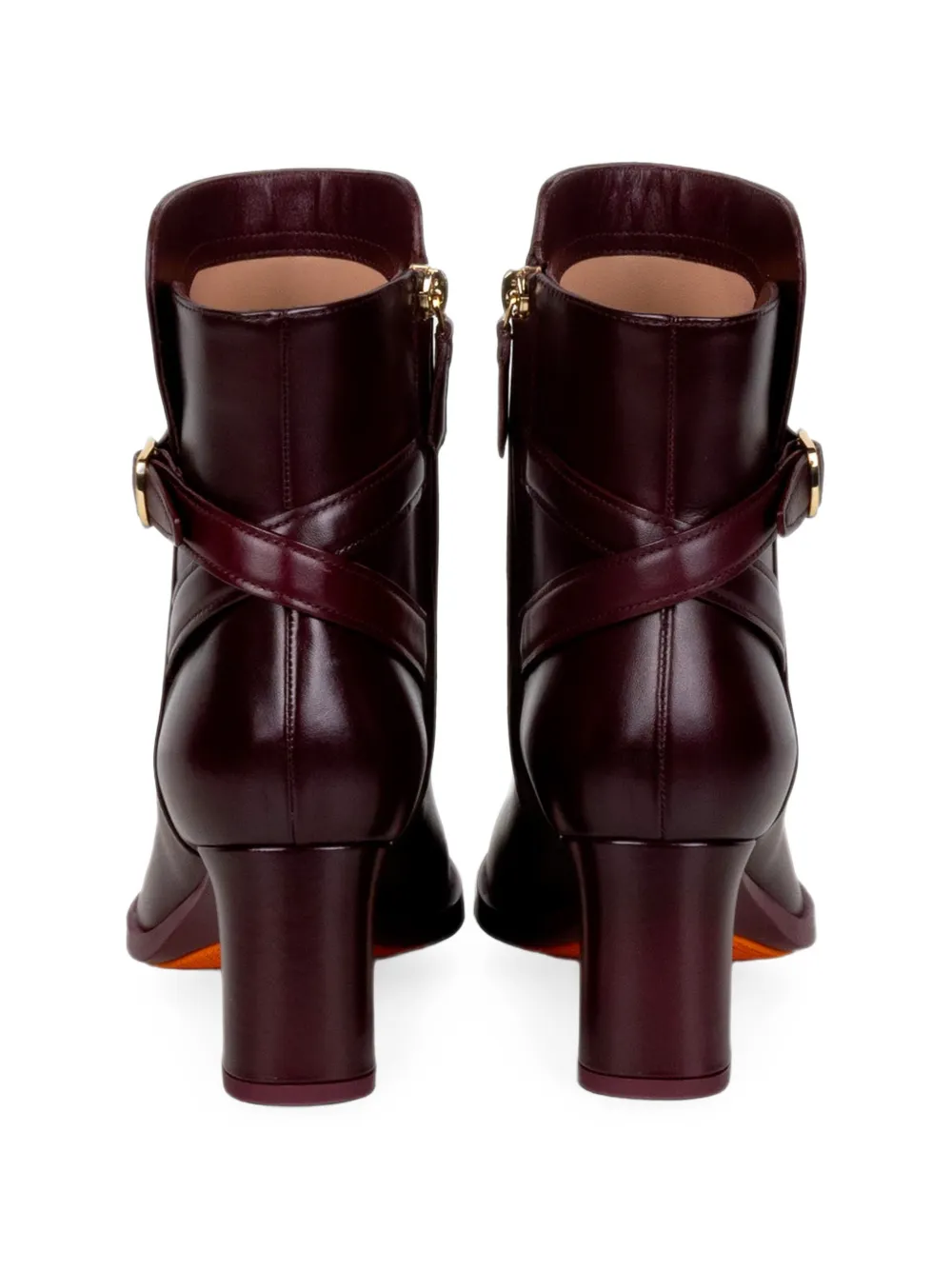 Santoni buckle-strap leather ankle boots Rood