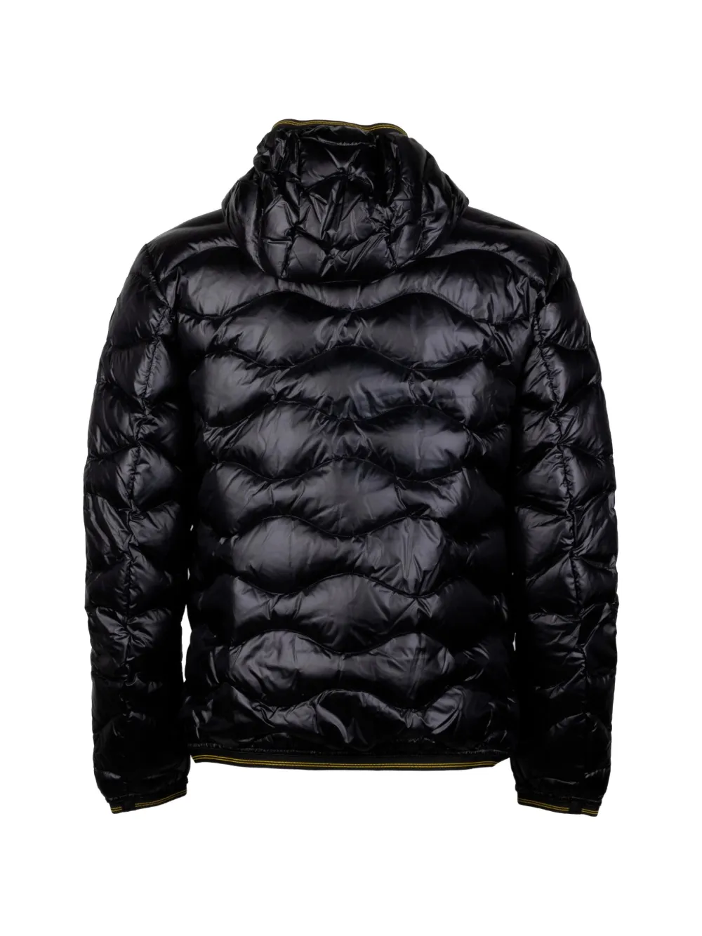 Blauer Quilted Wave Pattern Hooded Down Jacket In Black