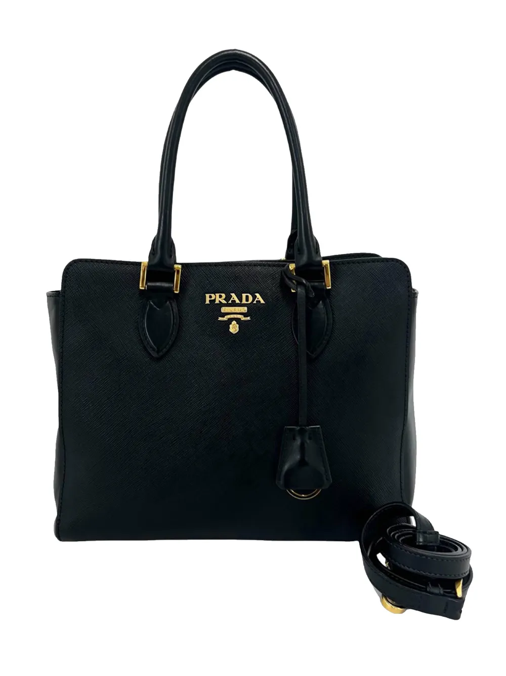 Prada Pre-Owned 2013-2026 Saffiano and Soft Calf satchel - Schwarz