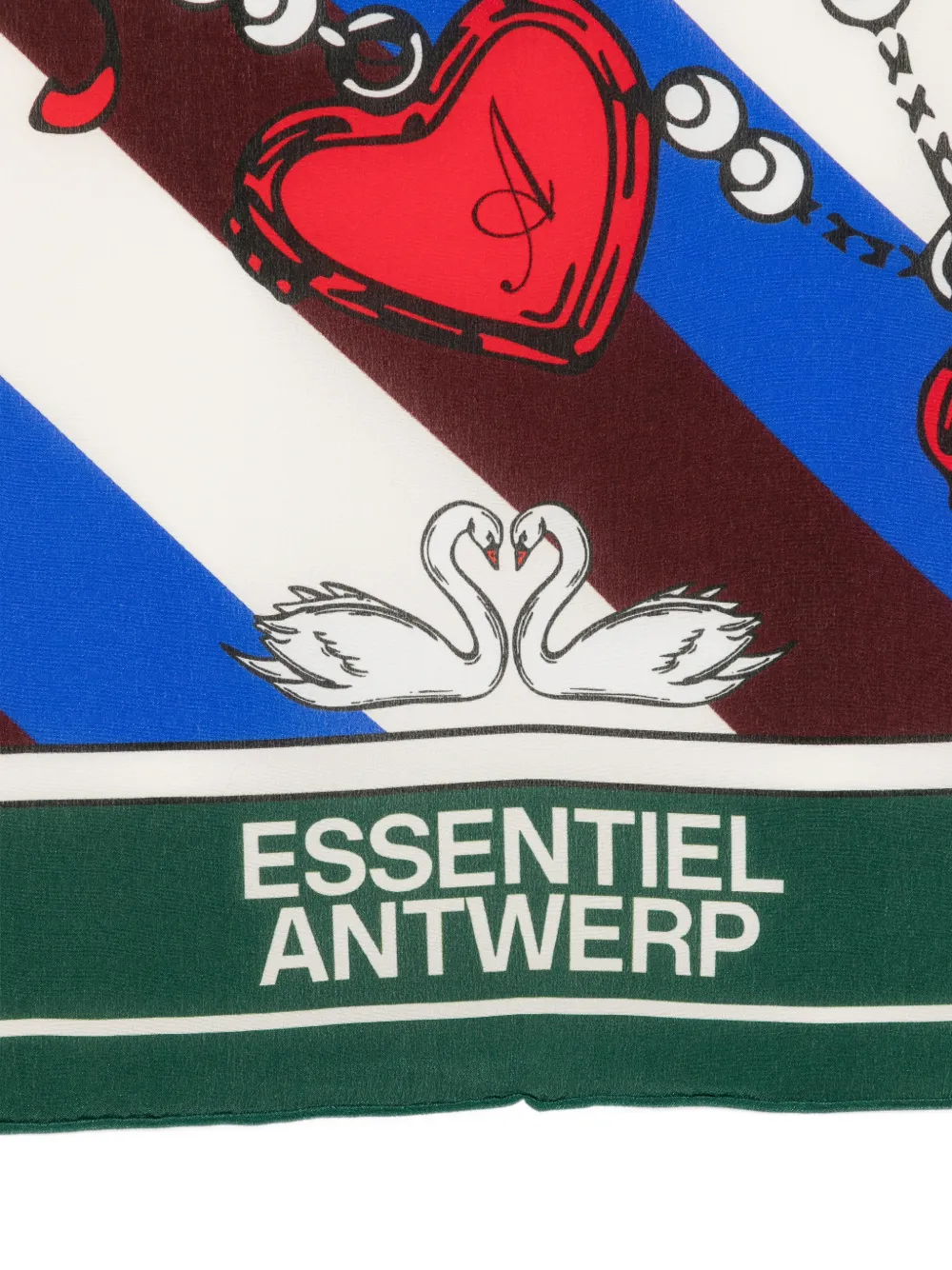 Essentiel Antwerp Zijden sjaal met print Groen