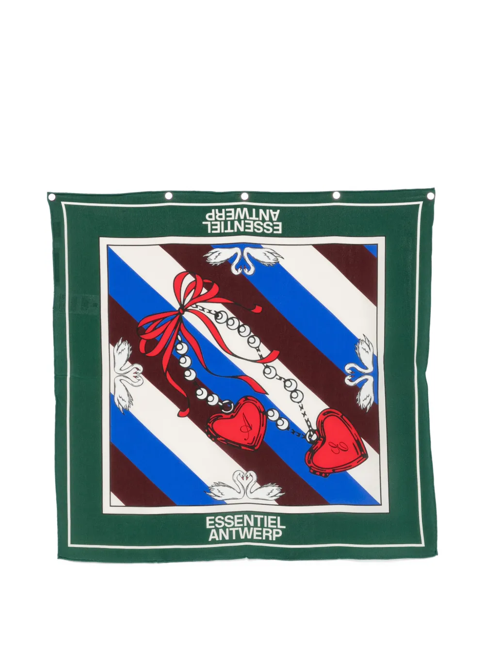 Essentiel Antwerp swan-print silk scarf - Verde