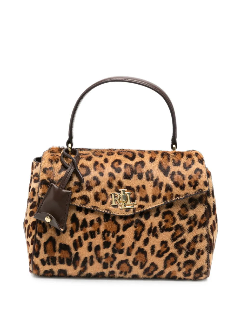 Lauren Ralph Lauren leopard-print leather shoulder bag - Marrone