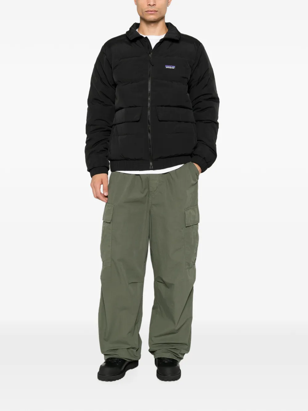 Patagonia Gewatteerd jack met logopatch Zwart