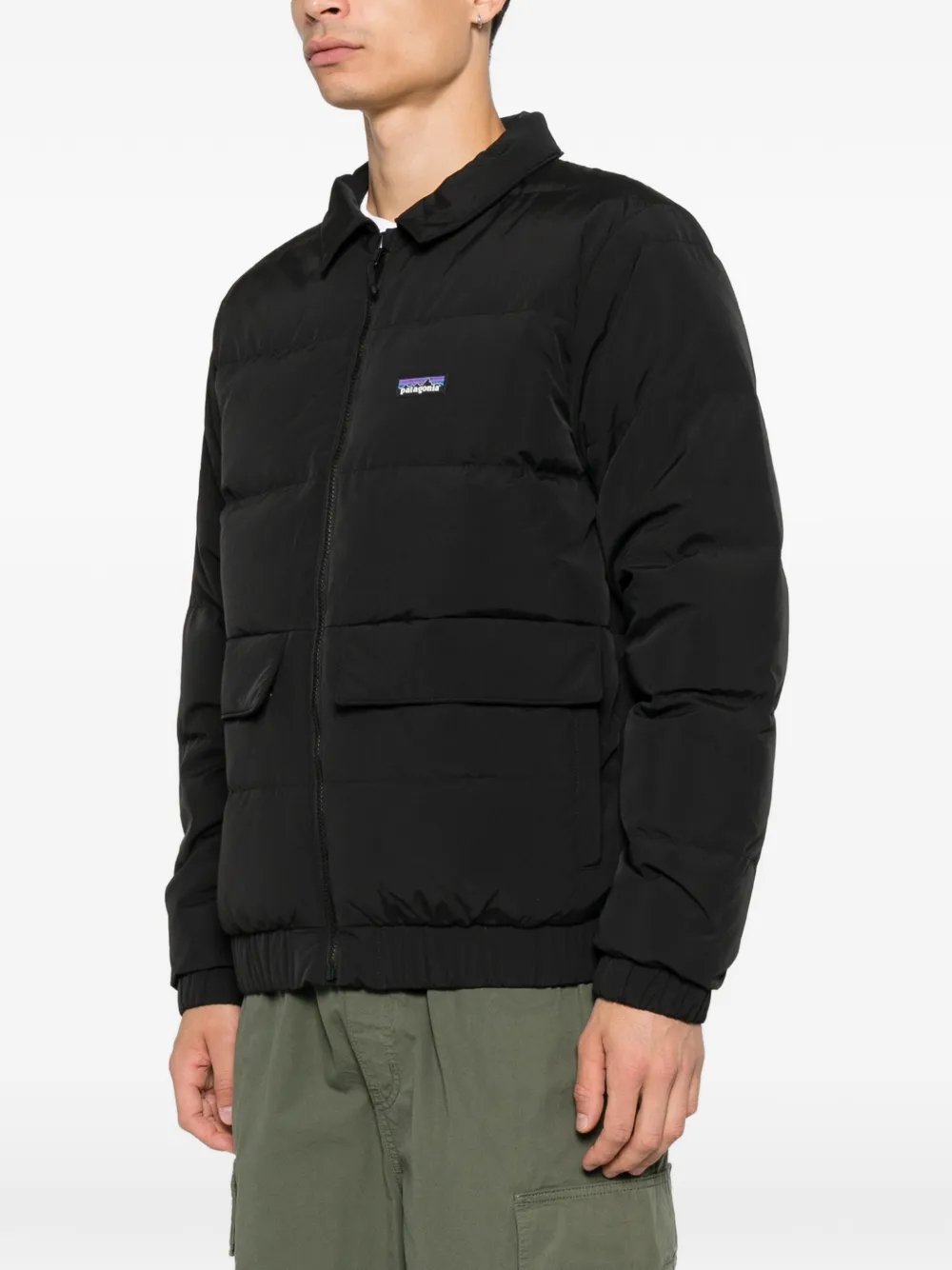 Patagonia Gewatteerd jack met logopatch Zwart