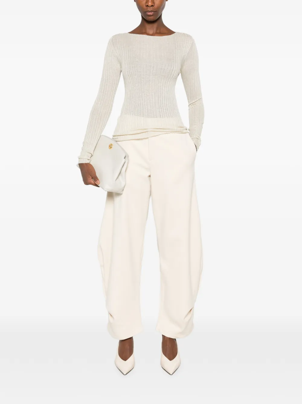 AROVESCIO ribbed-knit boat-neck sweater