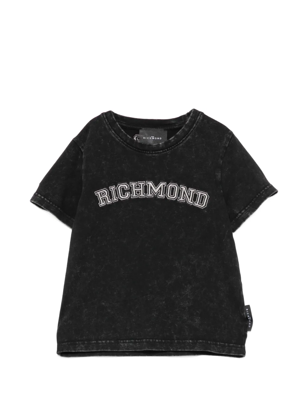 John Richmond Junior T-shirt con lavaggio acido e logo ricamato - Nero