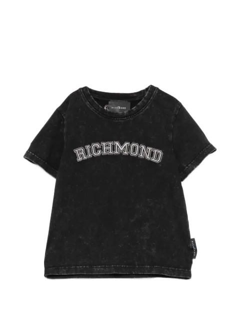 John Richmond Junior logo-embroidered acid-wash T-shirt