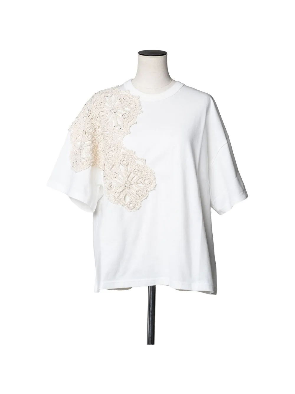 Muller Of Yoshiokubo arabesque-lace-appliqué T-shirt - Bianco