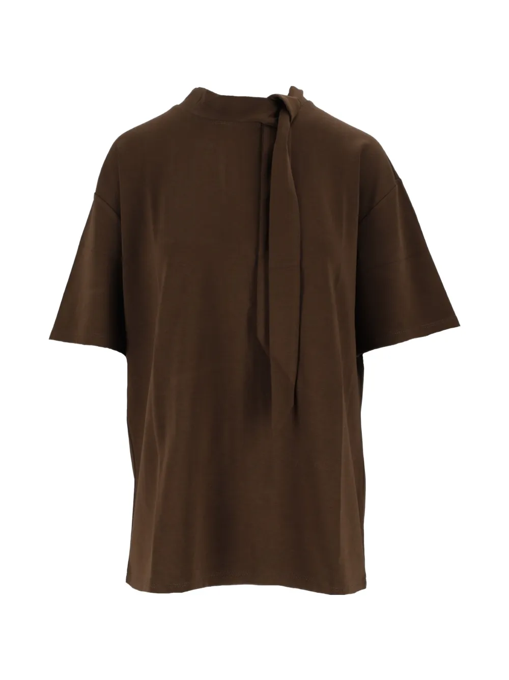 Eleh Tie-neck Short-sleeve T-shirt In Brown