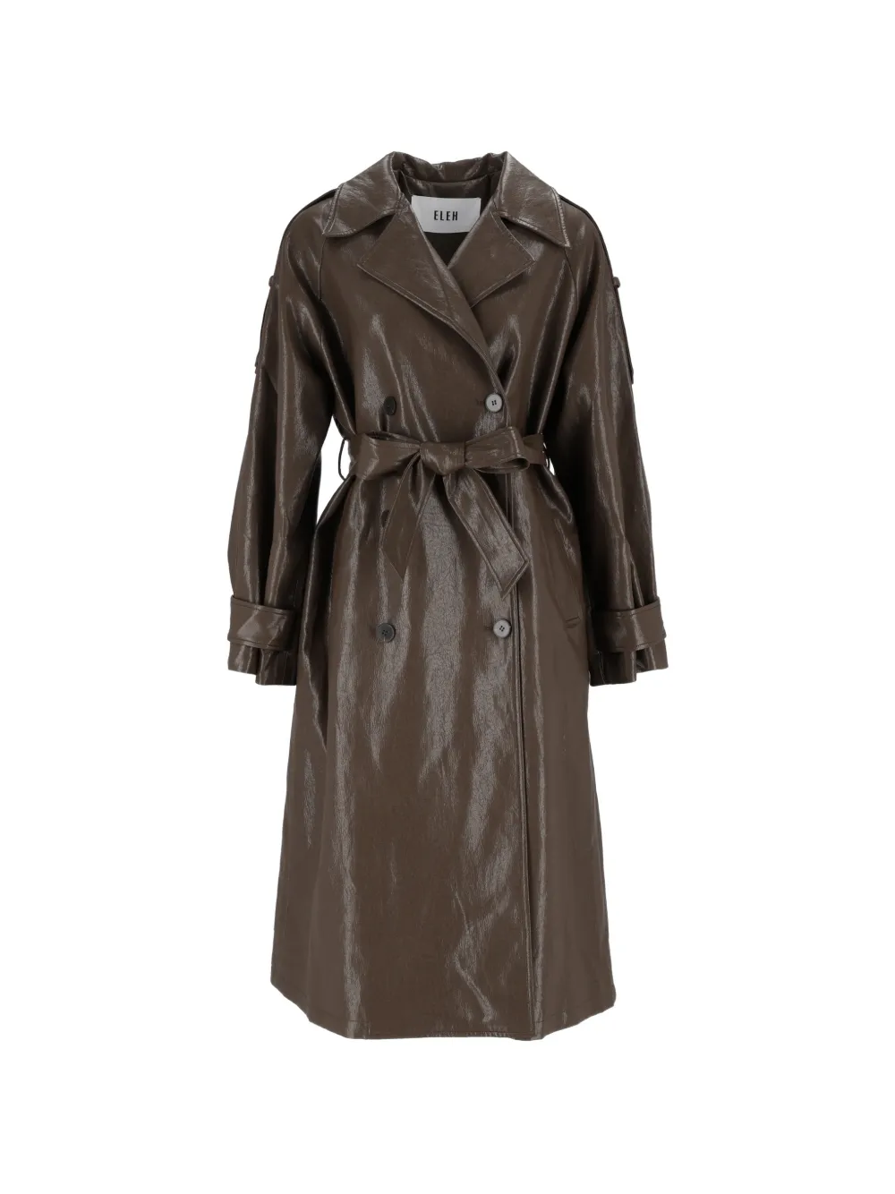 Eleh belted double-breasted trench coat - Marrone