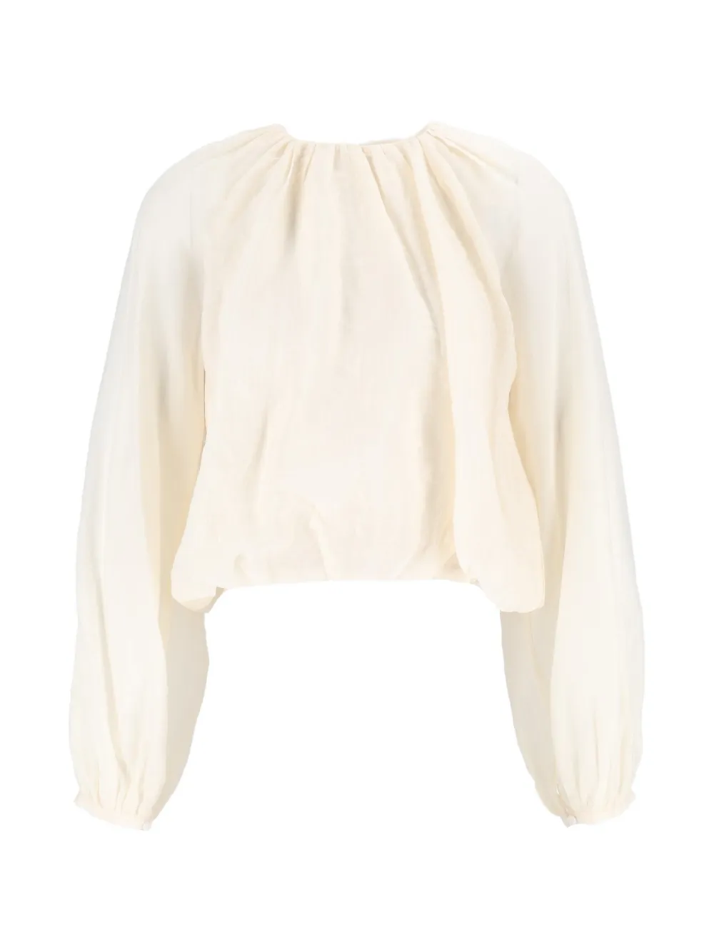 Eleh Gathered Balloon-sleeve Blouse In White