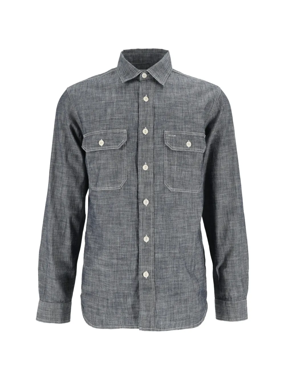 TELA GENOVA Emilio raw chambray shirt jacket - Blu