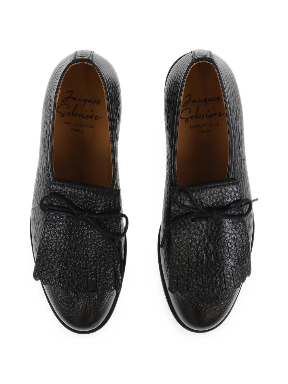 Jacques Solovière Paris Matt Kilt fringed loafers Zwart