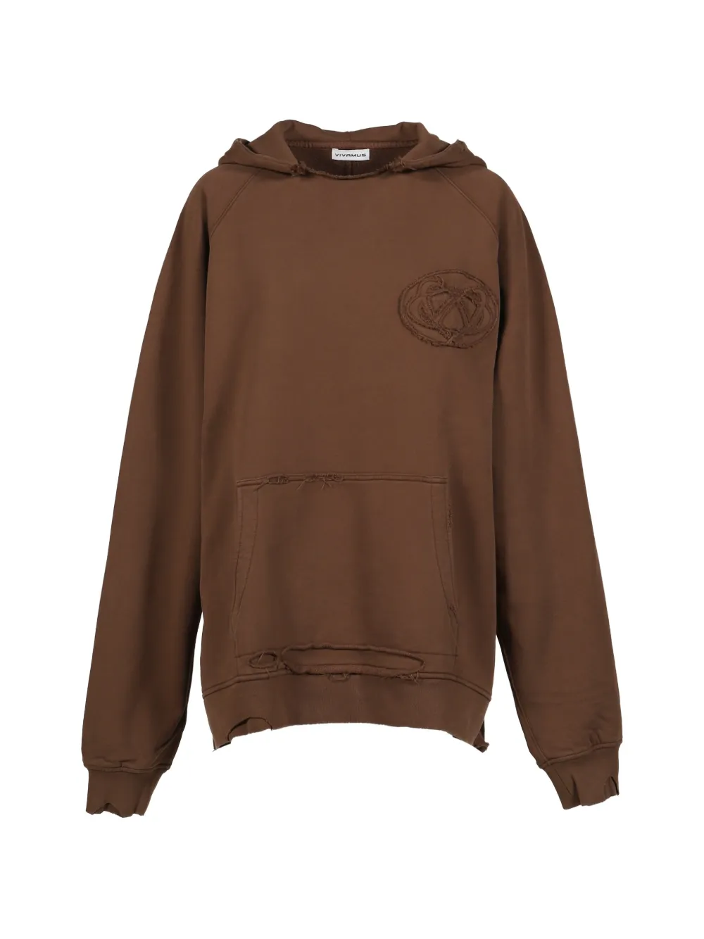 VIVAMUS distressed logo-patch hoodie
