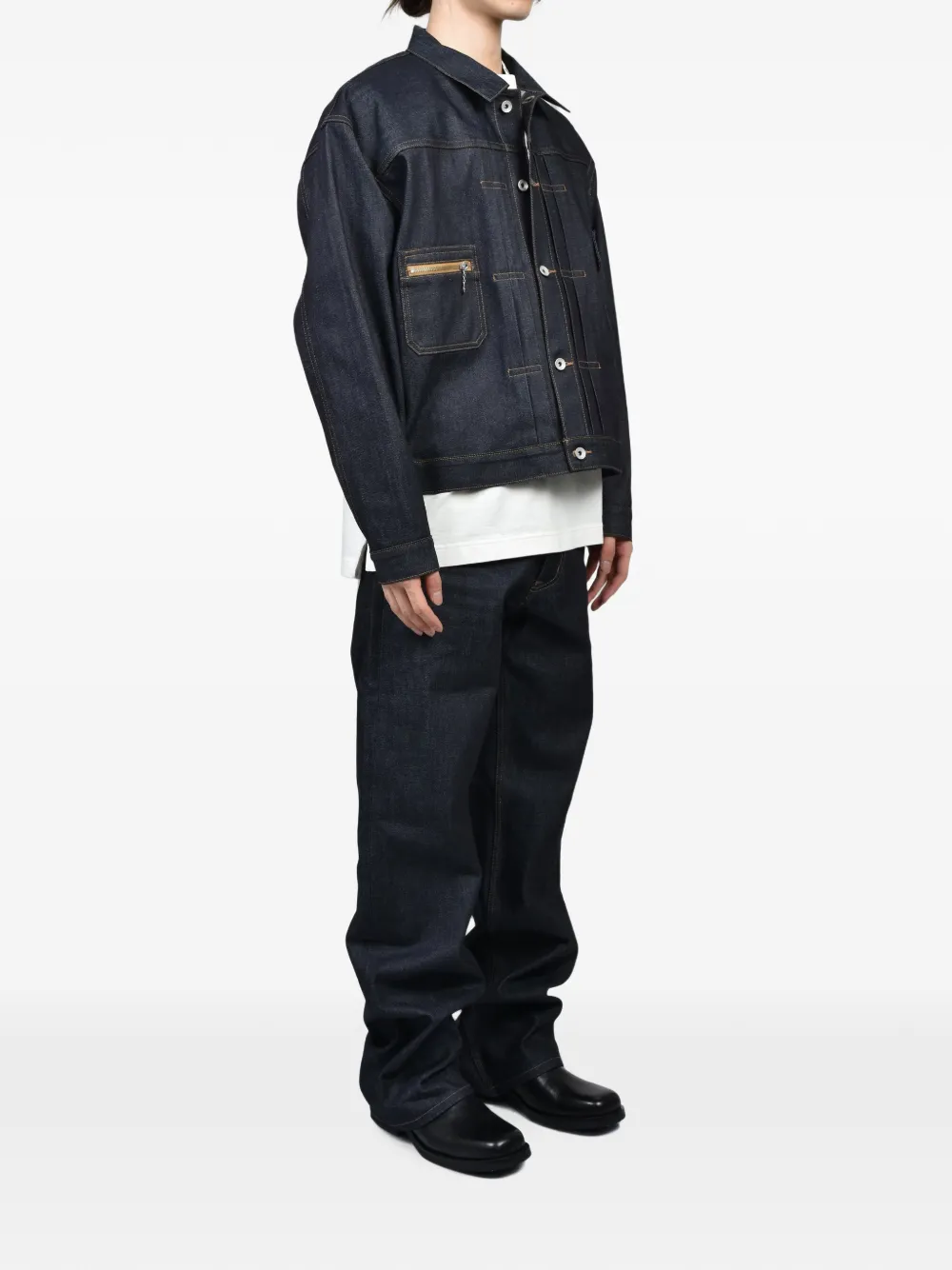 DAIRIKU Rigid denim jack met boxy-design Blauw