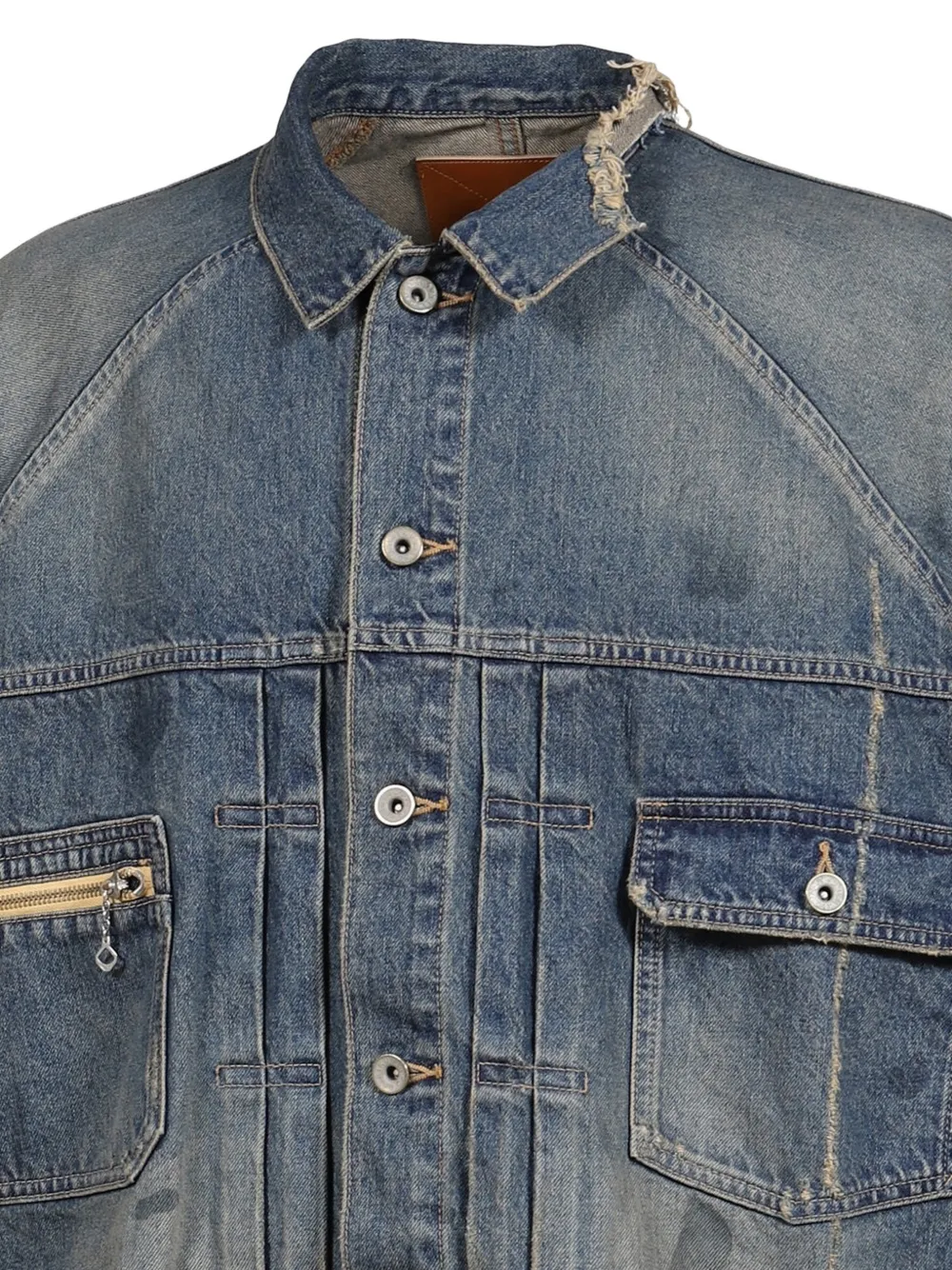 DAIRIKU 80YEAR denim jack met gerafeld effect Blauw