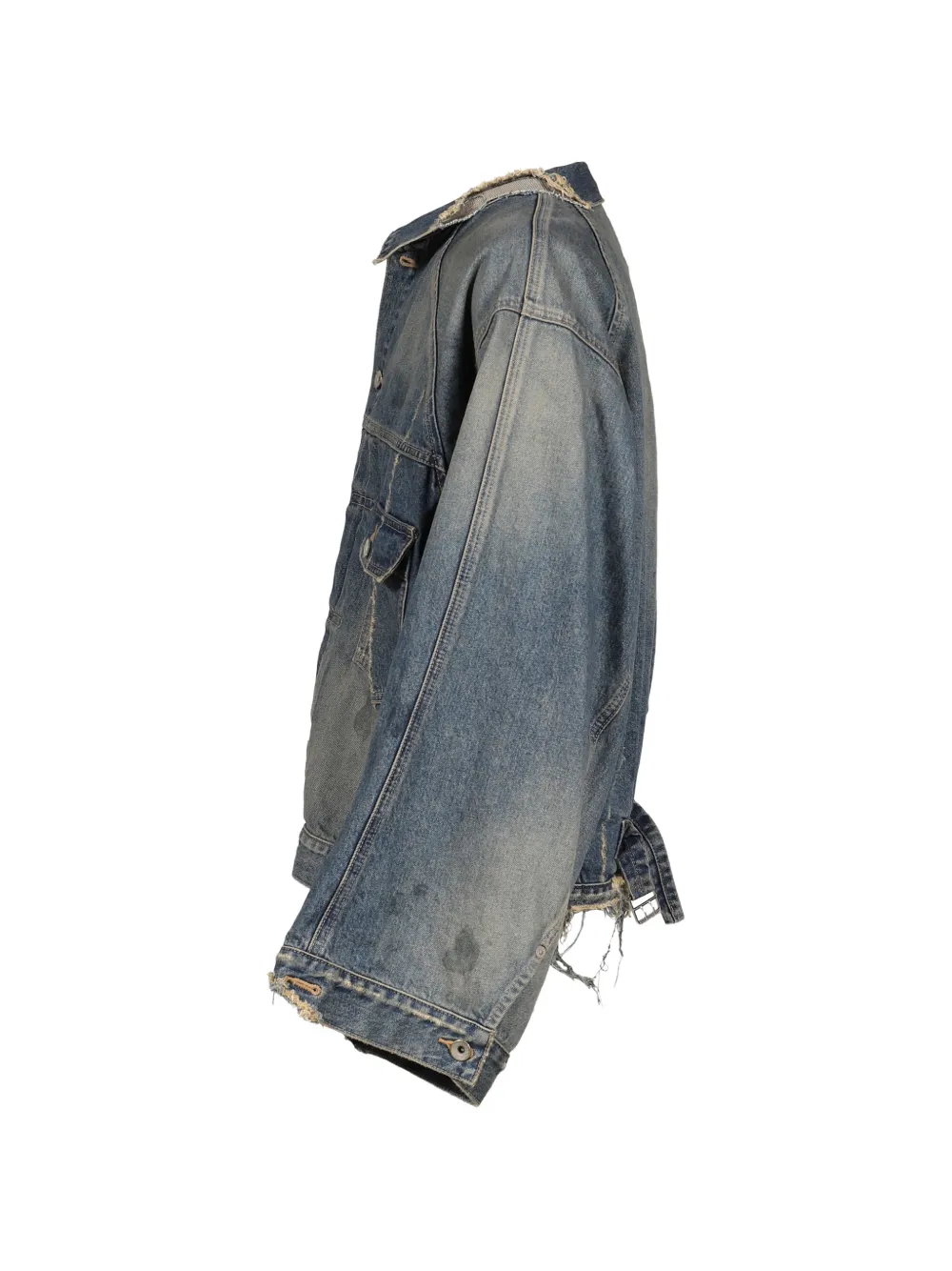 DAIRIKU 80YEAR denim jack met gerafeld effect Blauw