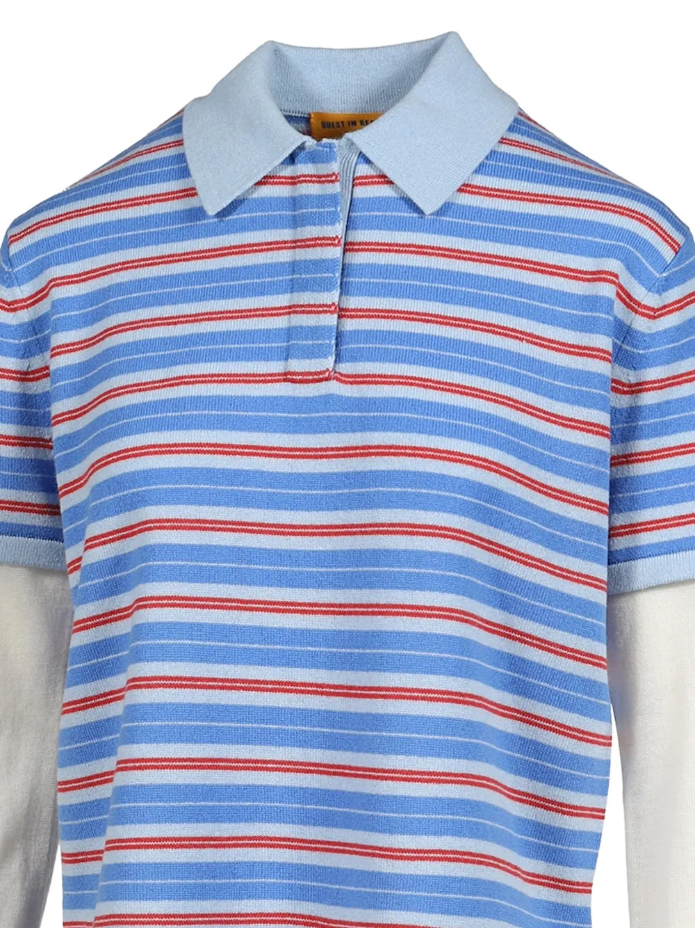 Guest In Residence Gestreept poloshirt met gelaagde mouwen Blauw