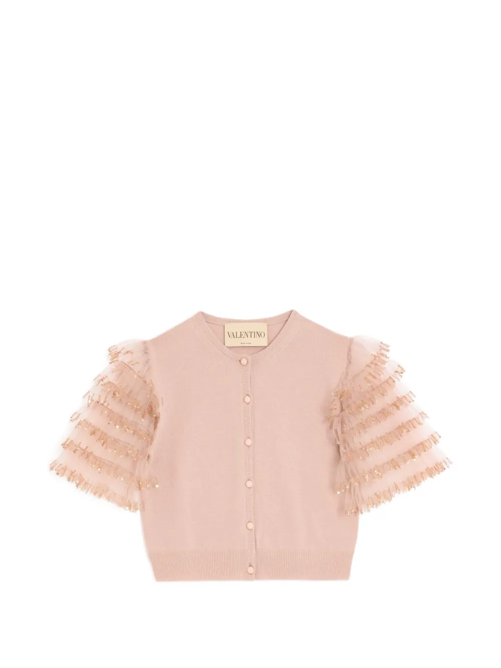 Valentino Garavani Vest met tulen mouwen en pailletten Roze