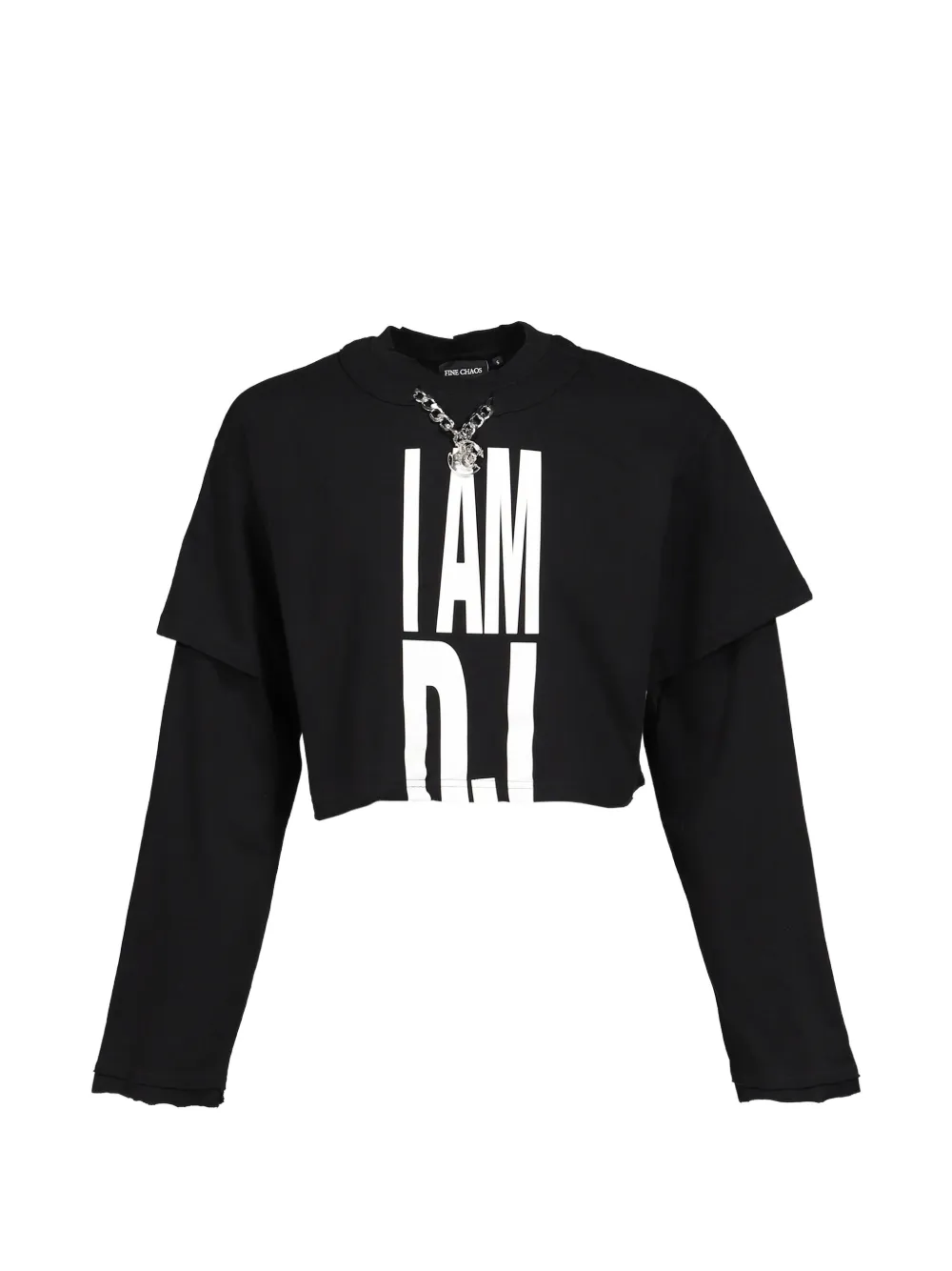 FINE CHAOS layered-design cropped T-shirt