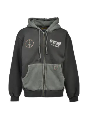 SECND SLF Masato Kawajo Firestorm zip-up Cotton Hoodie | Black