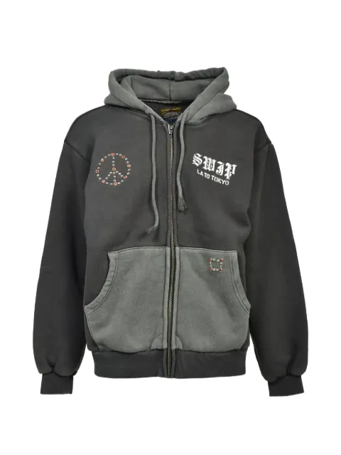 SWJP stud-embellished graphic-print hoodie