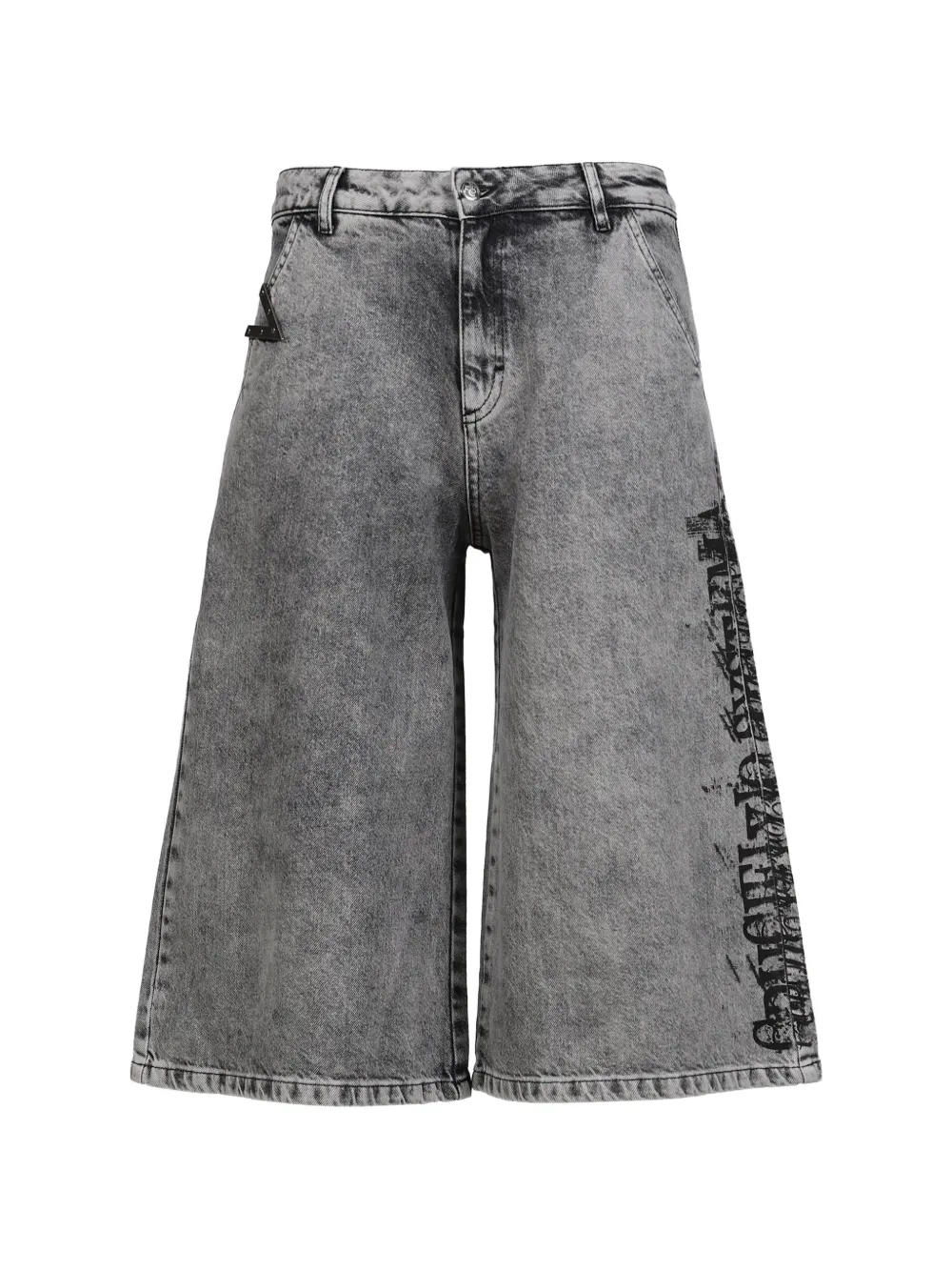 FINE CHAOS stone-washed screen-print shorts - Grau