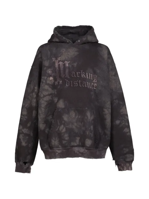MARKING DISTANCE logo-embroidered washed hoodie