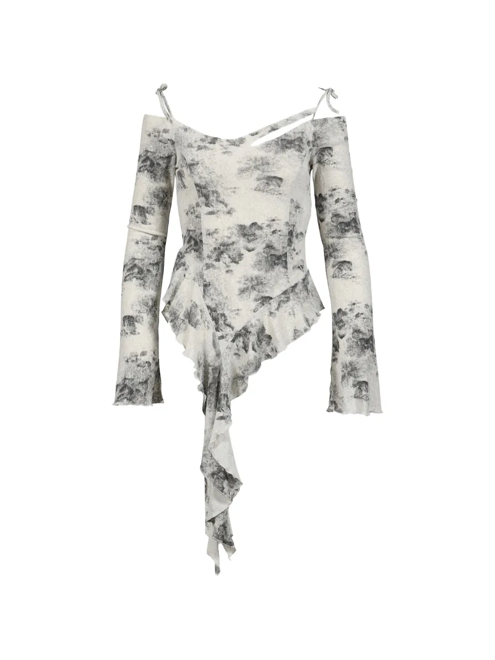 VIVAMUS ruffled long-sleeve top - Grigio
