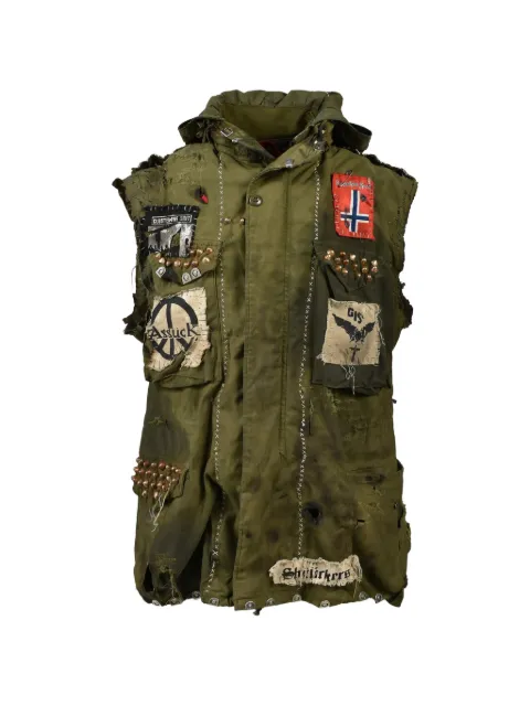 MARKING DISTANCE chaleco Gulag con diseño patchwork y apliques