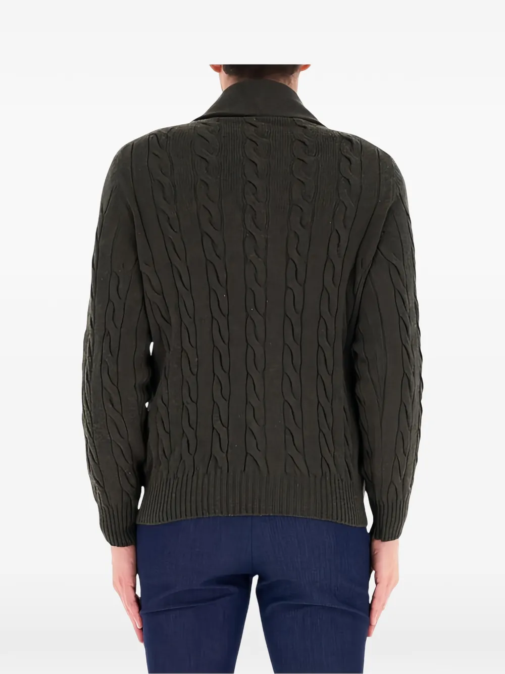 Gran Sasso cable-knit shawl-collar cardigan Groen