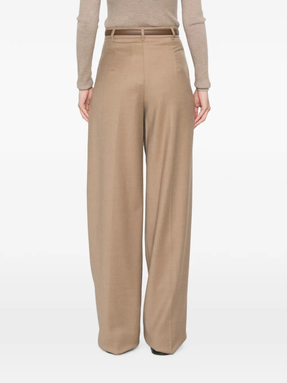 Max Mara Plooibroek met wijde pijpen Beige