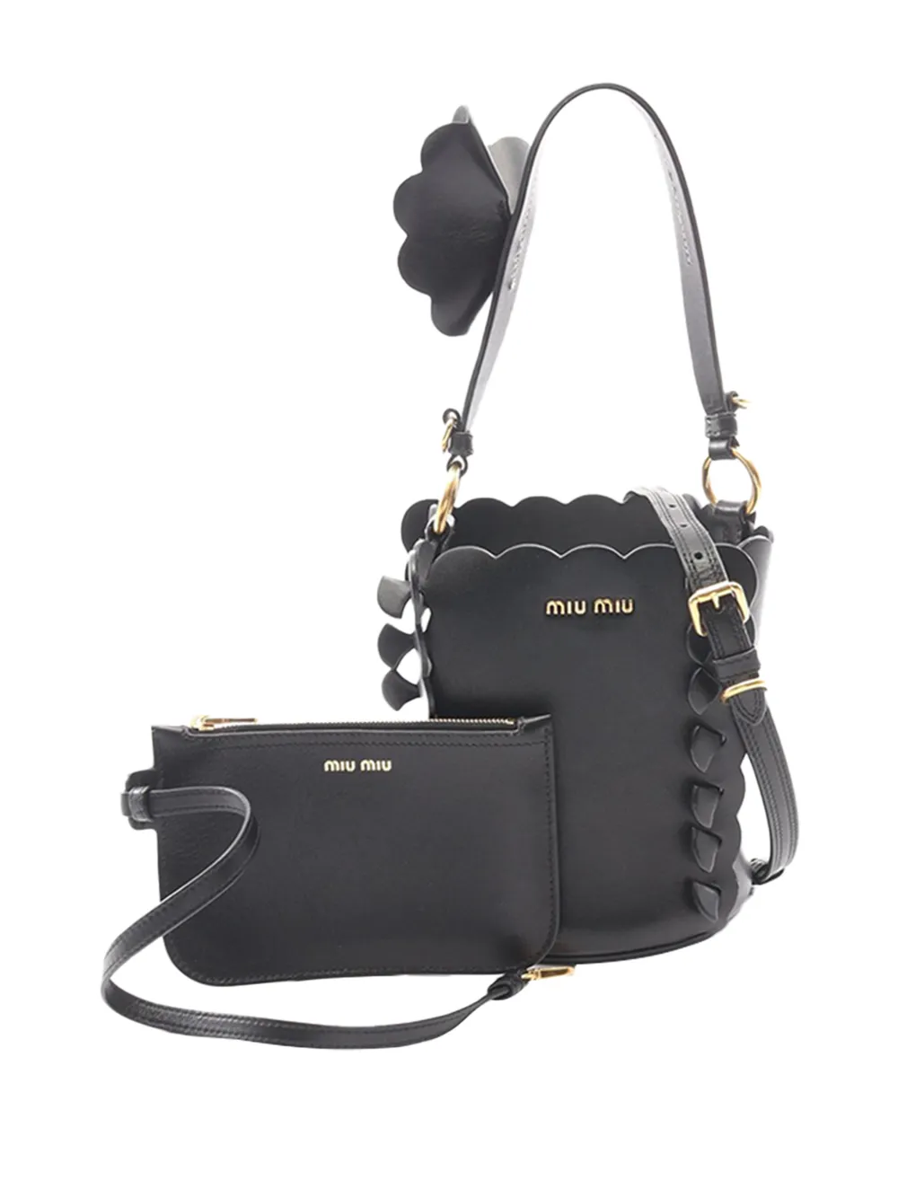 Miu Miu Pre-Owned 2010-2026 Leather Flower Bucket Bag satchel - Nero