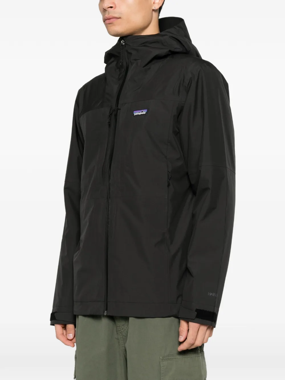 Patagonia logo-patch hooded jacket Zwart
