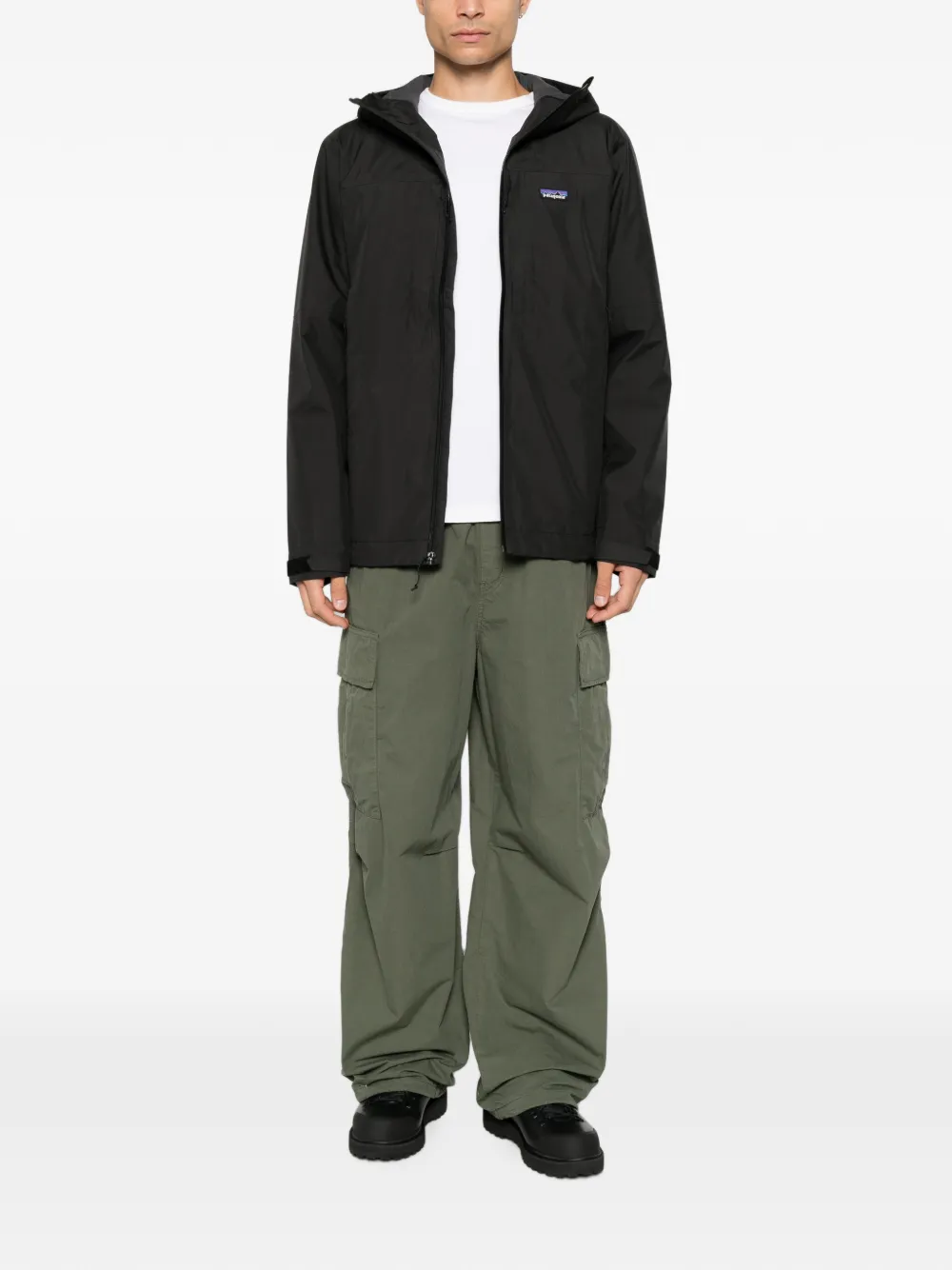 Patagonia logo-patch hooded jacket Zwart
