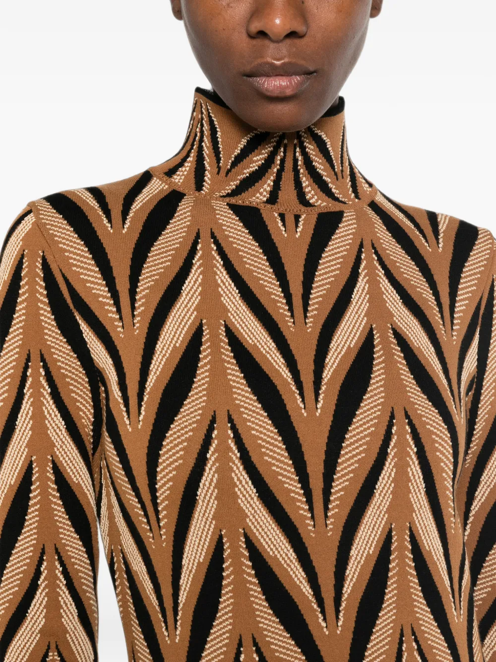 Circus Hotel Gebreide mini-jurk met jacquard Bruin