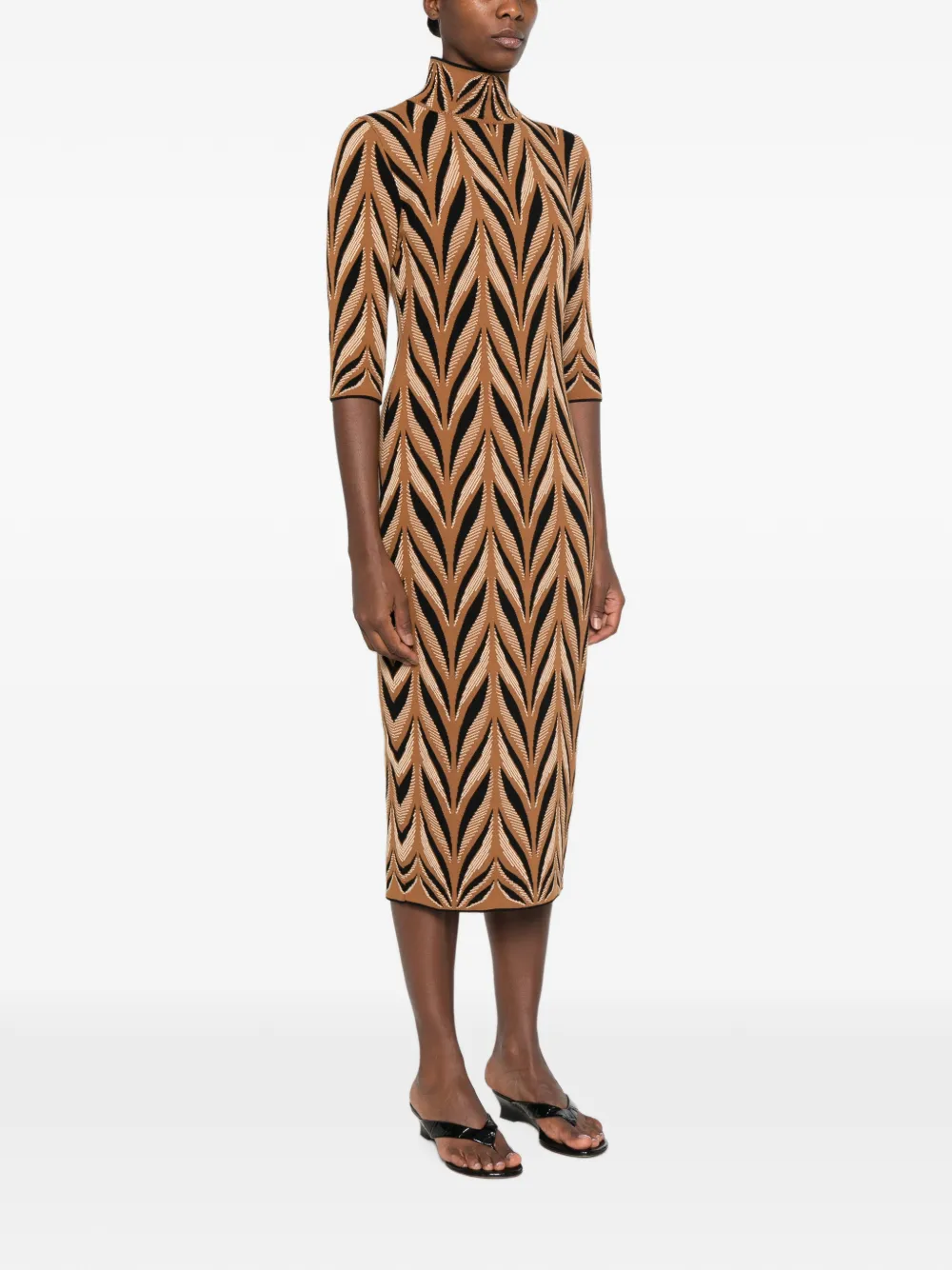 Circus Hotel Gebreide mini-jurk met jacquard Bruin